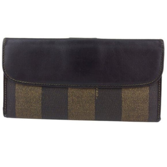FENDI wallet pecan beige PVC ?~ leather Authentic Used - Picture 1 of 10